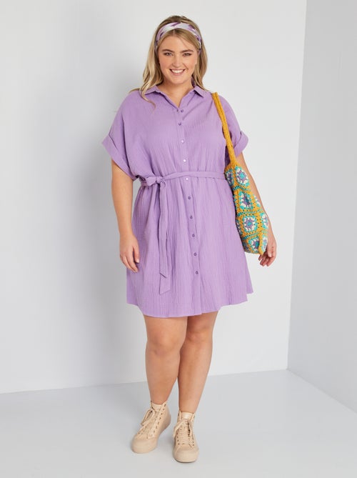Vestido-camisa em gaze de algodão - Kiabi