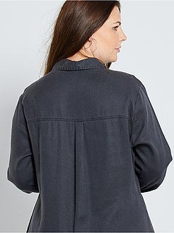 Vestido-camisa em lyocell - Kiabi