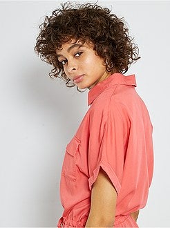 Vestido-camisa em lyocell - Kiabi