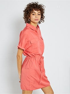 Vestido-camisa em lyocell - Kiabi