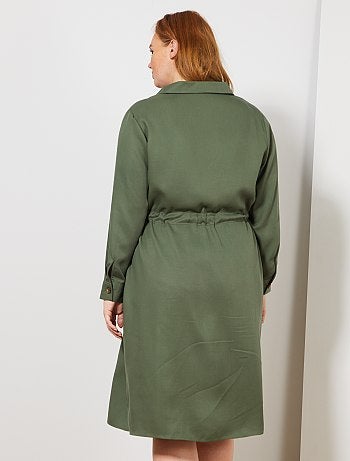 Mulher tamanhos grandes - Vestido camisa em lyocell - Kiabi