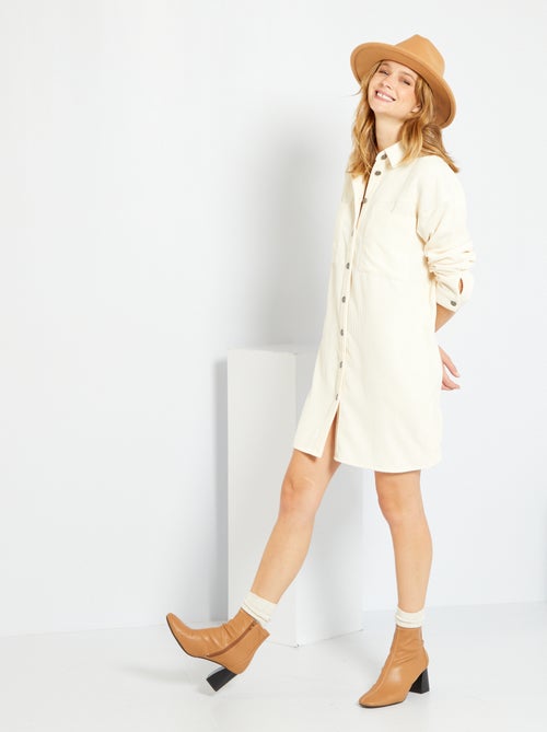 Vestido camisa em veludo - Kiabi