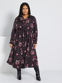 Vestido-camisa estampado - Kiabi