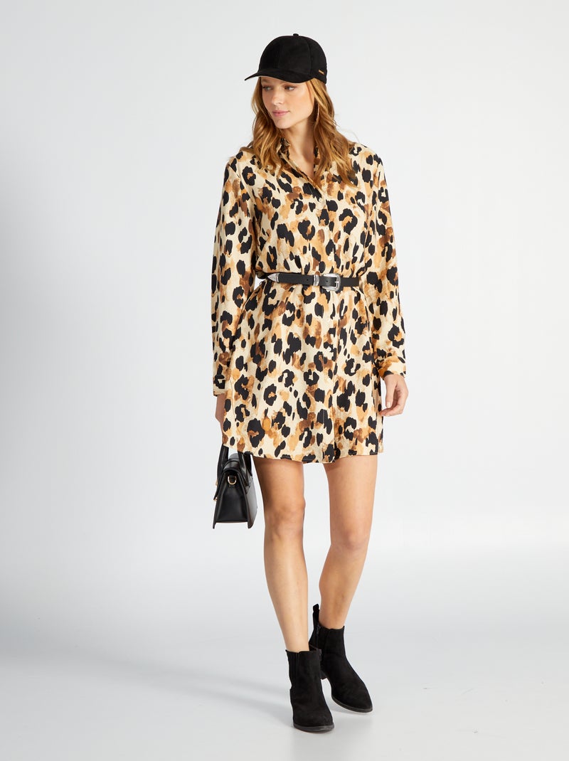Vestido-camisa estampado 'JDY' Leopardo - Kiabi