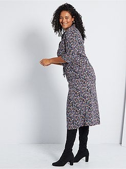 Vestido-camisa florido - Kiabi