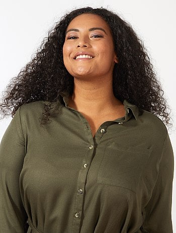 Vestido-camisa fluido - Kiabi