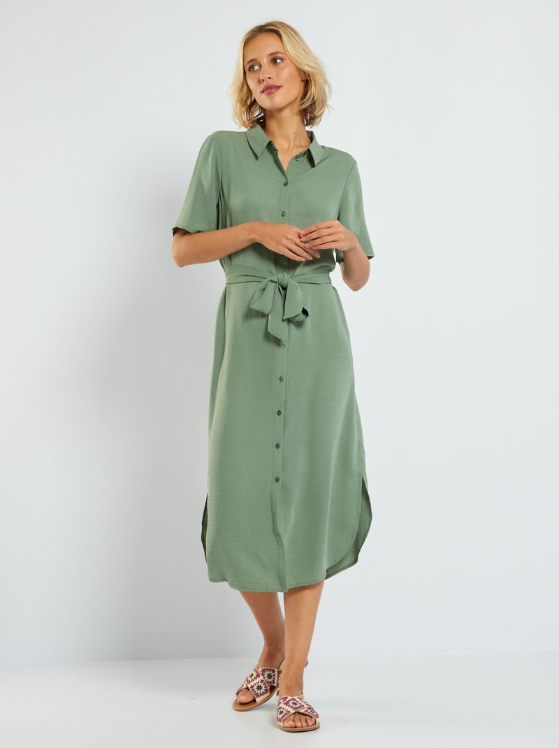 Vestido-camisa fluido 'JDY' CAQUI - Kiabi