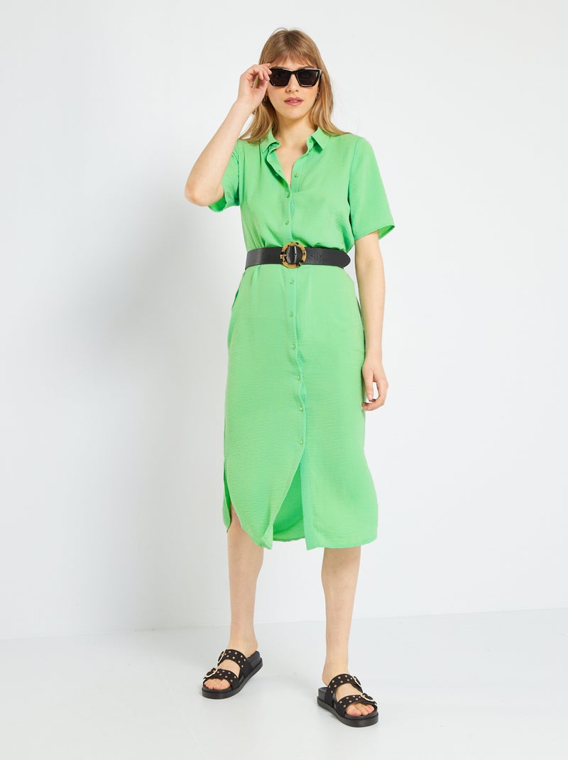 Vestido-camisa fluido 'JDY' VERDE - Kiabi