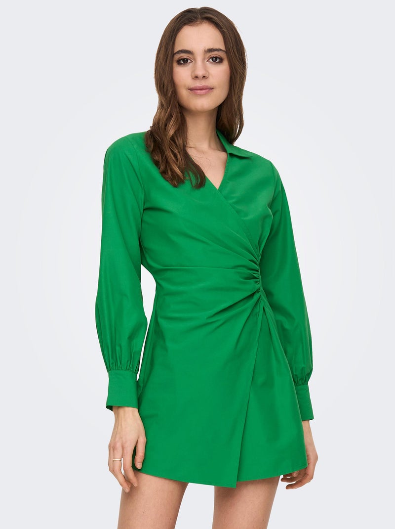 Vestido-camisa 'JDY' efeito trespassado Verde - Kiabi