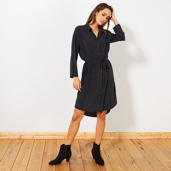 vestido camisa preto