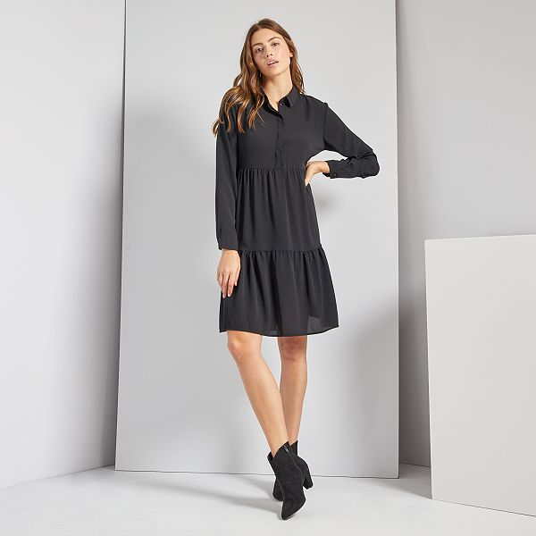 vestido camisa preto