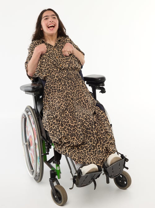 Vestido-camisa longo estampado leopardo - coleção fácil de vestir - Kiabi