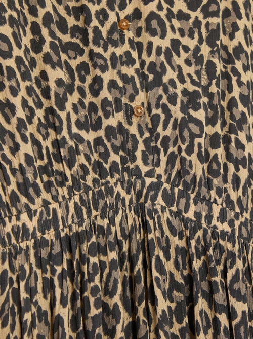 Vestido-camisa longo estampado leopardo - coleção fácil de vestir - Kiabi