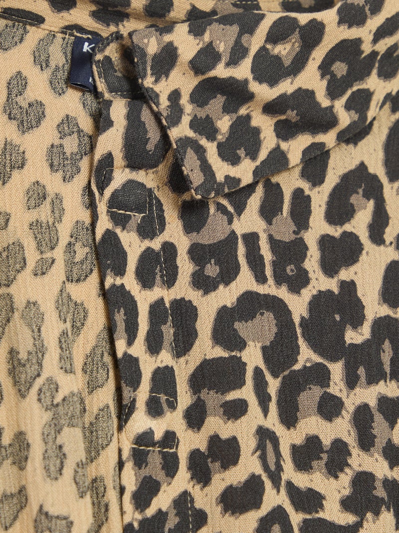 Vestido-camisa longo estampado leopardo - coleção fácil de vestir Bege - Kiabi