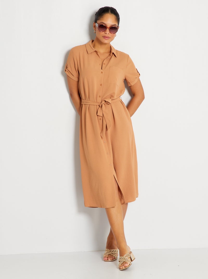 Vestido-camisa pelo joelho 'JDY' Camel - Kiabi