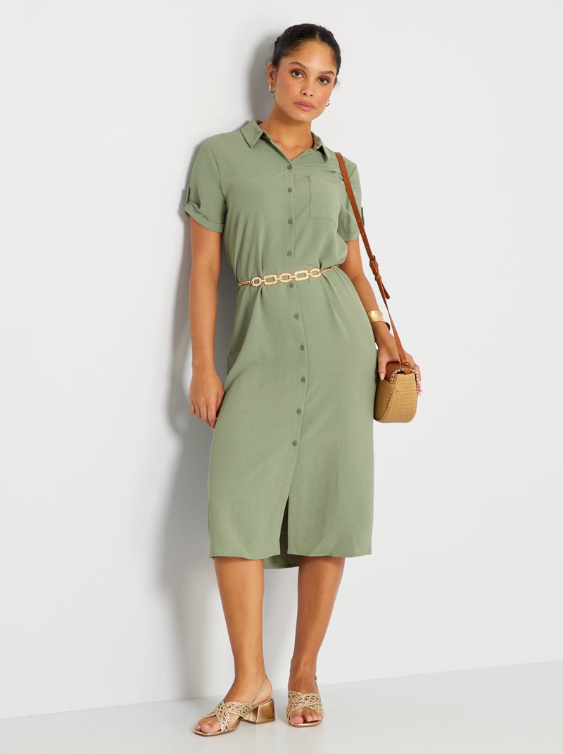 Vestido-camisa pelo joelho 'JDY' CAQUI - Kiabi