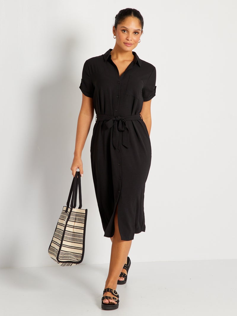 Vestido-camisa pelo joelho 'JDY' Preto - Kiabi