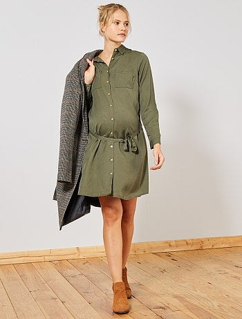 Futura mamã - Vestido-camisa pré-mamã em lyocell - Kiabi