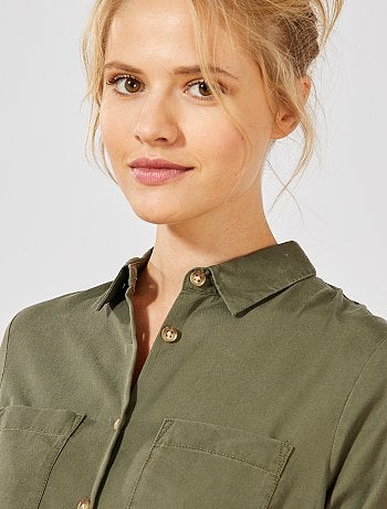 Futura mamã - Vestido-camisa pré-mamã em lyocell - Kiabi