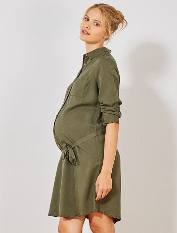 Futura mamã - Vestido-camisa pré-mamã em lyocell - Kiabi