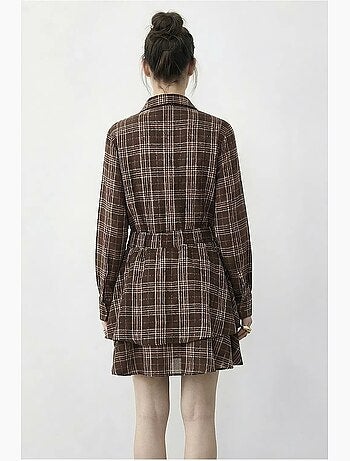Vestido camisa xadrez com cinto lucci