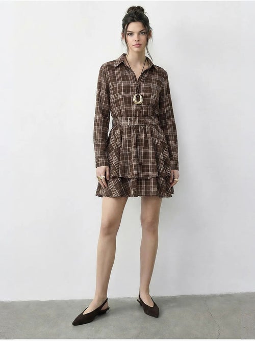 Vestido camisa xadrez com cinto lucci - Kiabi Vestido camisa xadrez com cinto lucci - Kiabi