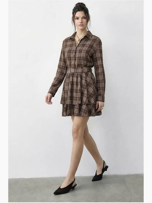 Vestido camisa xadrez com cinto lucci - Kiabi Vestido camisa xadrez com cinto lucci - Kiabi