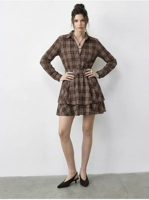 Vestido camisa xadrez com cinto lucci - Kiabi Vestido camisa xadrez com cinto lucci - Kiabi