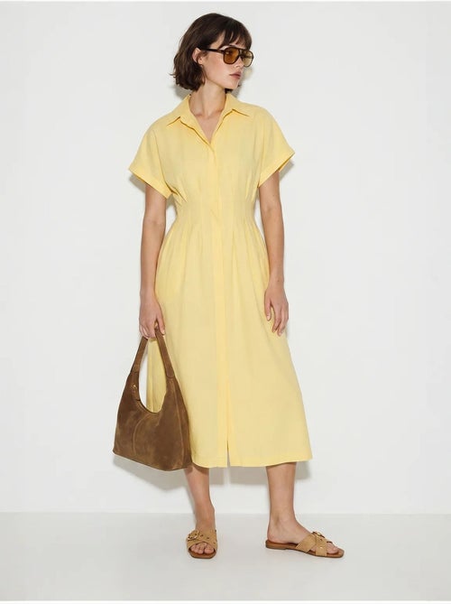 Vestido camisaria midi ajustado lucci - Kiabi Vestido camisaria midi ajustado lucci - Kiabi