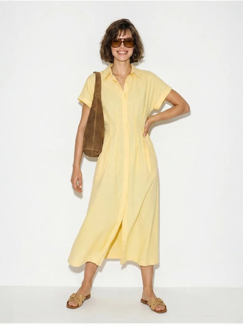 Vestido camisaria midi ajustado lucci - Kiabi Vestido camisaria midi ajustado lucci - Kiabi
