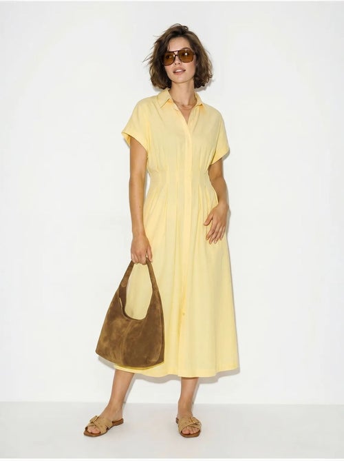 Vestido camisaria midi ajustado lucci - Kiabi Vestido camisaria midi ajustado lucci - Kiabi