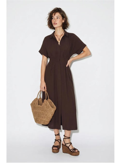 Vestido camisaria midi ajustado lucci - Kiabi Vestido camisaria midi ajustado lucci - Kiabi