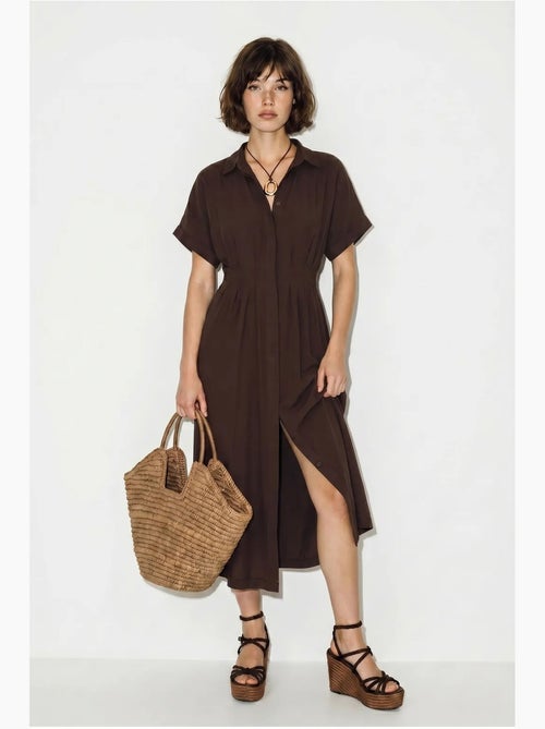 Vestido camisaria midi ajustado lucci - Kiabi Vestido camisaria midi ajustado lucci - Kiabi