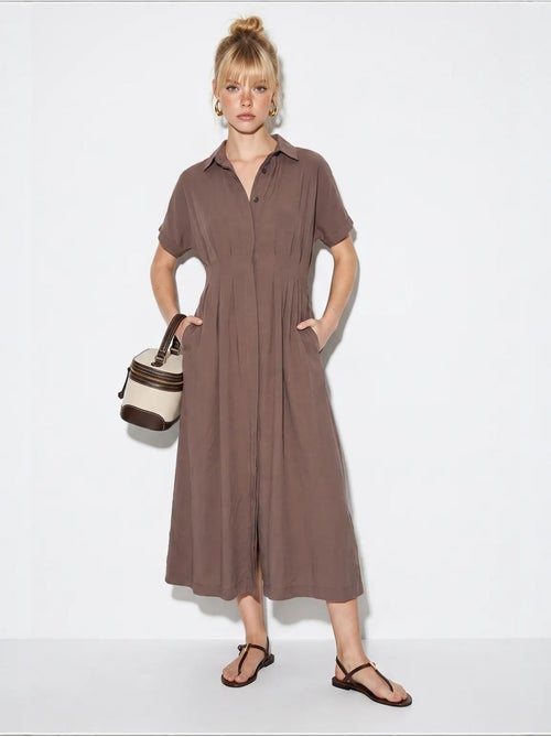 Vestido camisaria midi ajustado lucci - Kiabi Vestido camisaria midi ajustado lucci - Kiabi