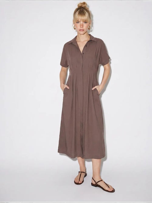 Vestido camisaria midi ajustado lucci - Kiabi Vestido camisaria midi ajustado lucci - Kiabi