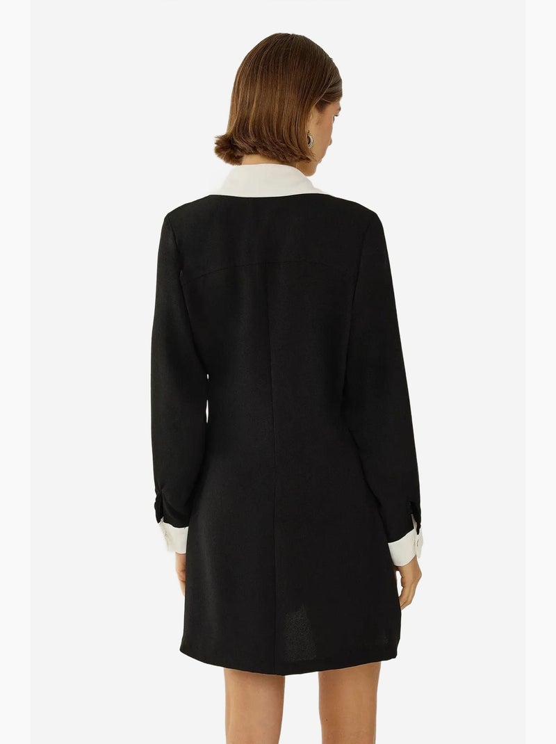 Vestido camiseiro abotoado hiccup Preto - Kiabi
