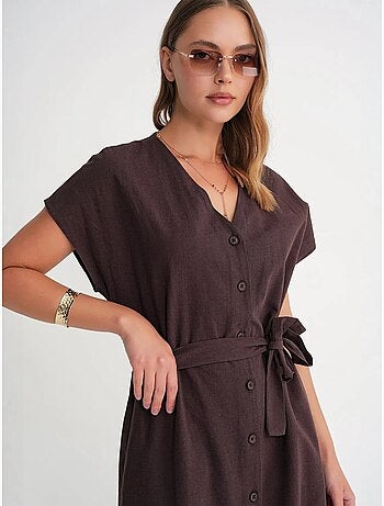 Vestido camiseiro com cinto mixray