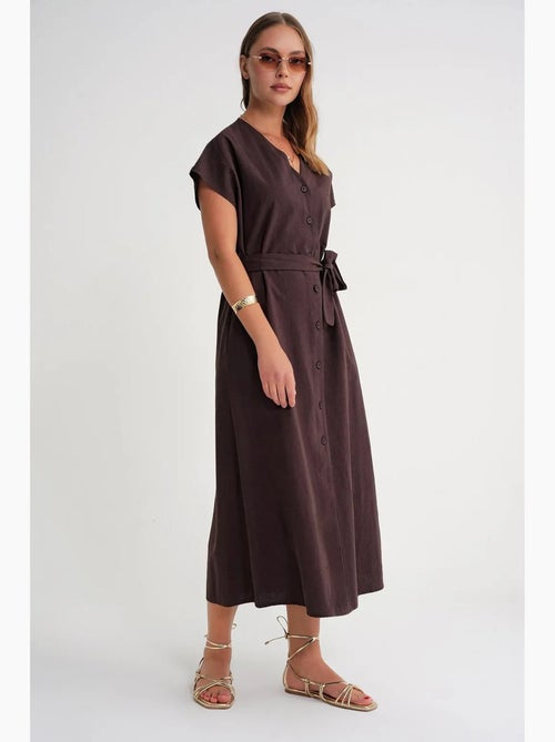 Vestido camiseiro com cinto mixray - Kiabi Vestido camiseiro com cinto mixray - Kiabi