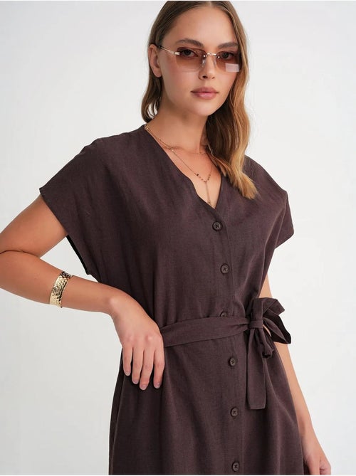 Vestido camiseiro com cinto mixray - Kiabi Vestido camiseiro com cinto mixray - Kiabi