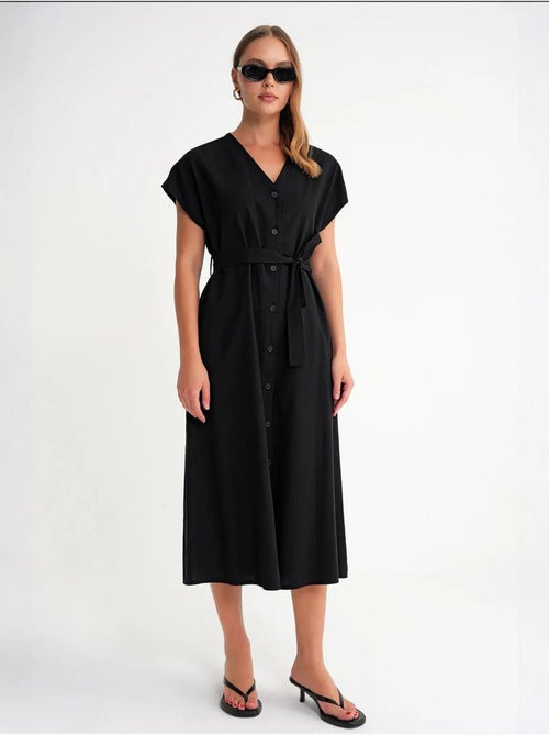 Vestido camiseiro com cinto mixray - Kiabi Vestido camiseiro com cinto mixray - Kiabi