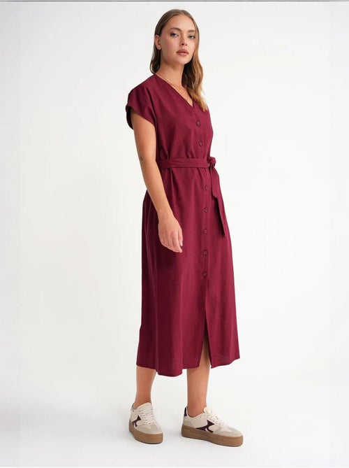 Vestido camiseiro com cinto mixray - Kiabi Vestido camiseiro com cinto mixray - Kiabi