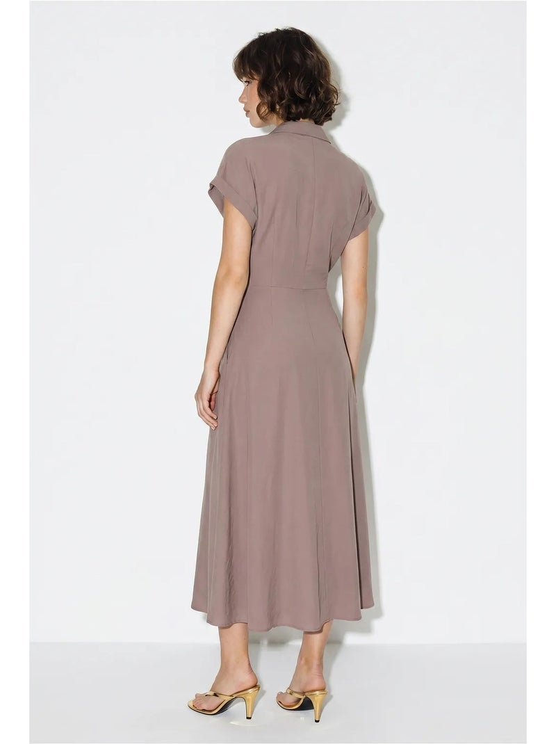 Vestido camiseiro de popelina com cinto lucci Malva - Kiabi