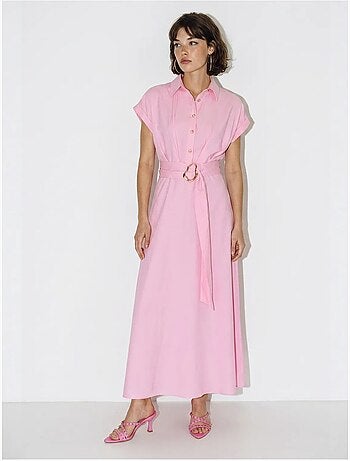 Vestido camiseiro de popelina com cinto lucci