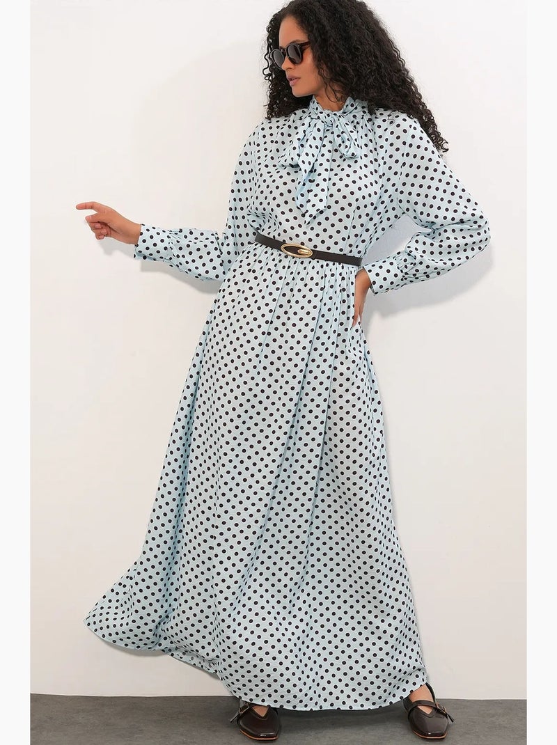 Vestido camiseiro maxi de bolinhas bdart Azul-céu - Kiabi