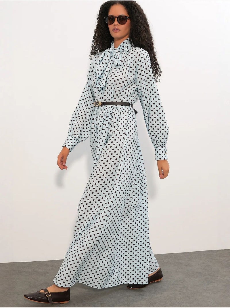 Vestido camiseiro maxi de bolinhas bdart Azul-céu - Kiabi