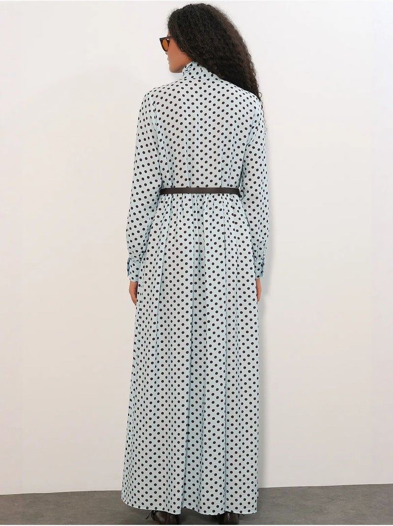 Vestido camiseiro maxi de bolinhas bdart Azul-céu - Kiabi