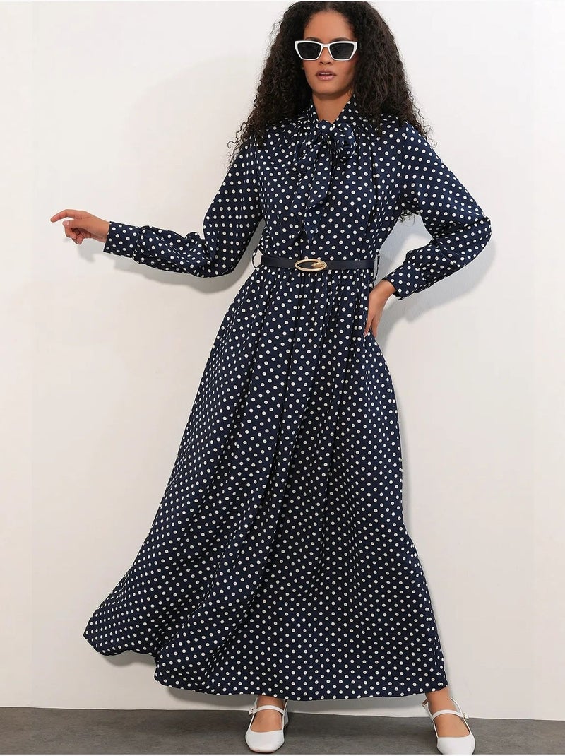 Vestido camiseiro maxi de bolinhas bdart Azul-marinho - Kiabi