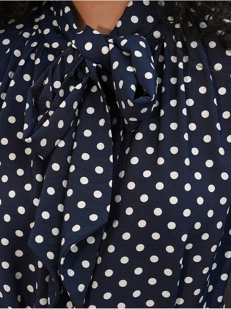 Vestido camiseiro maxi de bolinhas bdart Azul-marinho - Kiabi