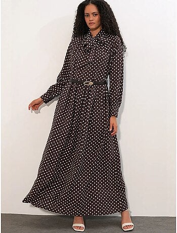 Vestido camiseiro maxi de bolinhas bdart