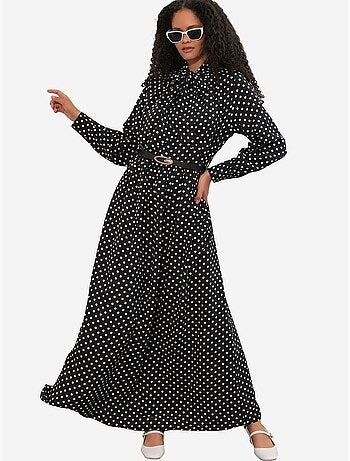 Vestido camiseiro maxi de bolinhas bdart
